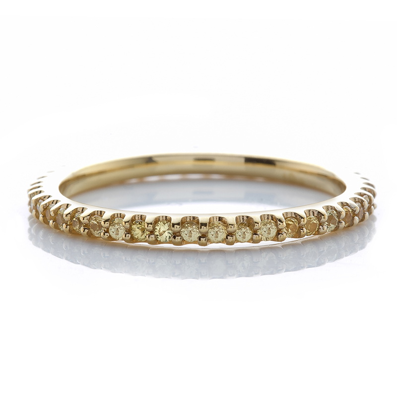 ETERNITY BAND WITH YELLOW SAPPHIRES SHARED PRONG SETTING