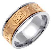 9MM CELTIC   SYMBOLS 14KT TWO TONE