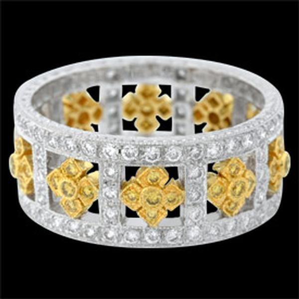 18K GOLD WEDDING RING SET WITH YELLOW SAPPHIRES AND DIAMONDS 77MM