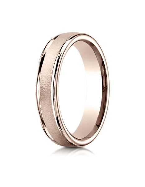 14k Rose Gold 4mm Comfort-Fit Wired-Finished High Polished Round Edge