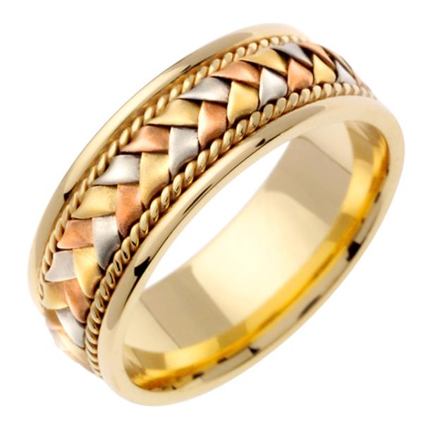 14KT WEDDING RING YELLOW GOLD WITH TRICOLOR BRAID 85MM