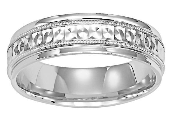 WHITE GOLD 6.0MM  ENGRAVED BAND