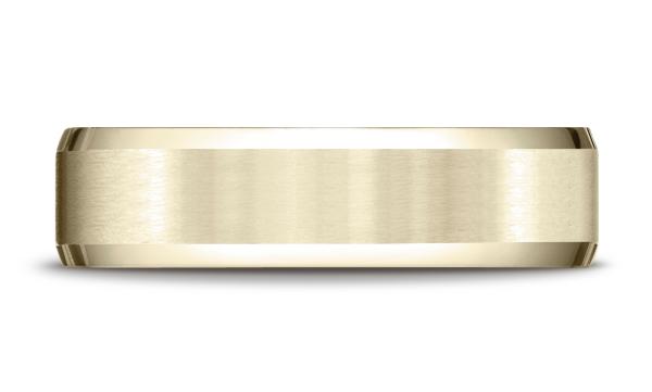 Yellow Gold 6mm Comfort-Fit Satin-Finished with High Polished Beveled Edge