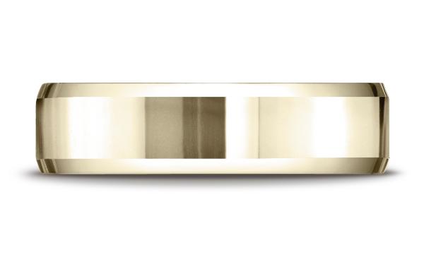 Yellow Gold 6mm Comfort-Fit High Polished Wiith Beveled Edges Carved Design Band