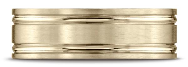 Yellow Gold 7mm Comfort-Fit Satin-Finished with Parallel Grooves Carved Design Band