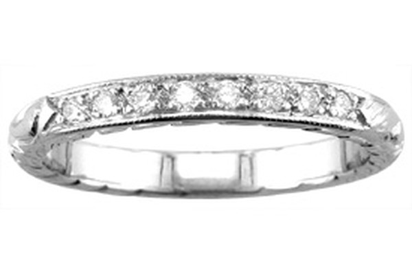 ENGRAVED FLORAL DESIGN WEDDING RING WITH DIAMONDS 2.5MM