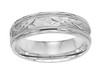 WHITE GOLD COMFORT FIT ENGRAVED BAND WITH MILLGRAIN NEAR ROUNDED EDGES 6MM