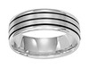 14K WHITE GOLD 7.0 MM BAND WITH BLACK GROOVES