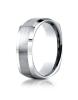 White Gold 7mm Comfort-Fit Satin-Finished Four-Sided Carved Design Band