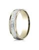14k Two-Toned 6mm Comfort-Fit Hammered-Finished with Millgrain Carved Design Band