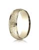 Yellow Gold Comfort Fit 7mm High Polish Edge Hammered Center Design Band