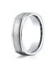 White Gold 7mm Comfort-Fit Satin-Finished with Milgrain Four-Sided Carved Design Band