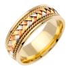 14KT WEDDING RING YELLOW GOLD WITH TRICOLOR BRAID 8.5MM