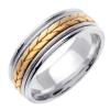 14KT WEDDING RING WHITE GOLD WITH YELLOW CHEVRON DESIGN 8MM