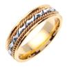 14KT WHITE AND YELLOW GOLD WEDDING RING WAVE DESIGN 6MM