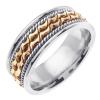 14KT YELLOW AND WHITE GOLD WEDDING RING WAVE DESIGN 8MM
