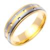 14KT YELLOW AND WHITE GOLD WEDDING RING BRICK PATTERN 6.5MM