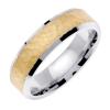 14KT TWO TONE WEDDING RING WITH  HAMMERED CENTER 6MM