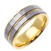 14KT TWO COLOR WEDDING RING WITH HAMMERED SECTIONS 7.5MM