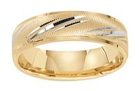 6.0MM 14K TWO TONE GOLD WEDDING RING WITH BRIGHT CUTS