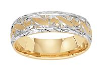 6.0MM 14K TWO TONE GOLD WEDDING RING WITH ENGRAVED EDGES