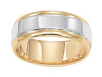 7.5MM 14K TWO TONE GOLD WEDDING RING WHITE CENTER WITH YELLOW EDGES
