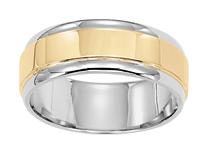 7.5MM 14K TWO TONE GOLD WEDDING RING YELLOW CENTER WITH WHITE EDGES