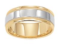 7.0MM 14K TWO TONE GOLD WEDDING RING WITH WHITE CENTER AND YELLOW EDGES