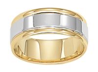 8.0MM 14K TWO TONE GOLD WEDDING RING WHITE CENTER WITH YELLOW EDGES