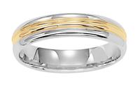 5.0MM 14K TWO TONE GOLD WEDDING RING YELLOW CENTER WITH WHITE EDGES