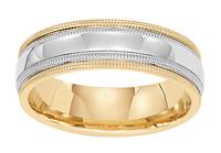 6.5MM 14K TWO TONE GOLD WEDDING RING WHITE CENTER WITH YELLOW EDGES