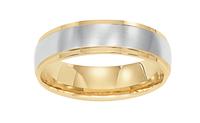6.0MM 14K TWO TONE GOLD WEDDING RING WHITE CENTER WITH YELLOW EDGES