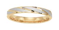 3.0 MM 14K TWO TONE GOLD WEDDING RING WITH ANGLED BRIGHT CUTS