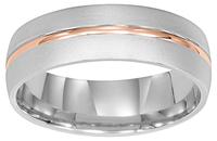 6.5 MM 14K GOLD WEDDING RING WHITE GOLD WITH ROSE GOLD ACCENT