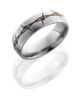 TITANIUM WEDDING RING SATIN FINISH WITH BARBED WIRE DESIGN 7MM