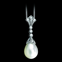 Diamond and Pearl Teardrop Pendant