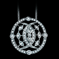 Diamond Circle with Interlocking Crescents Pendant