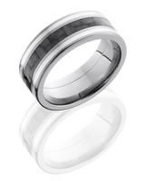 TITANIUM WEDDING RING WITH CARBON FIBER AND SILVER INLAYS 8MM