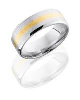 COBALT CHROME WEDDING RING WITH 14K YELLOW GOLD  INLAY 8MM