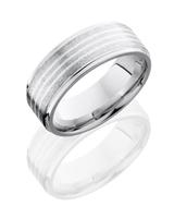 COBALT CHROME WEDDING RING WITH 3 SILVER STRIPES 8MM