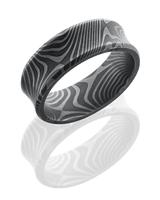 DAMASCUS STEEL WEDDING RING CONCAVE SHAPE WITH ACID FINISH 8MM