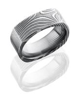 DAMASCUS STEEL WEDDING RING WITH FLAT TWIST PATTERN AND POLISHED FINISH 8MM
