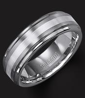 TUNGSTEN CARBIDE WITH STERLING SILVER INLAY AND SATIN FINISH 7MM