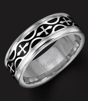 TUNGSTEN WITH SILVER INLAY AND DESIGNED PATERN 8MM