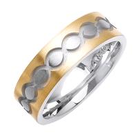 7.0MM 14K TWO TONE GOLD WEDDING RING WITH CIRCLE DESIGN