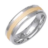 6.0 MM 14K TWO TONE GOLD WEDDING RING WITH YELLOW CENTER AND WHITE EDGES