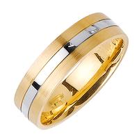 6.0 MM 14K TWO TONE GOLD WEDDING RING WITH WHITE CENTER AND YELLOW EDGES