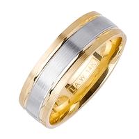7.0MM 14K TWO TONE GOLD WEDDING RING WITH WHITE CENTER AND YELLOW EDGES