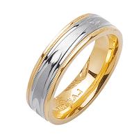 6.0 MM 14K TWO TONE GOLD WEDDING RING WITH WHITE CENTER AND YELLOW EDGES