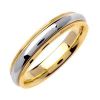 4.5 MM 14K TWO TONE GOLD WEDDING RING WHITE CENTER WITH YELLOW EDGES